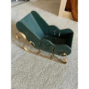 Vintage Metal Wood Sleigh Sled Holiday Presents Decor Folk Art Cottage Core Farm